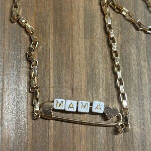 Gold Mama Necklace with Heart Charm